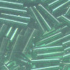 1/16" x 3/8" (9mm) BUGLE BEADS: Trans. Dark Green