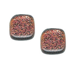 1/2" Orange & Black Dichroic Glass Square CABOCHONS #1