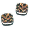 1/2" Orange & Black Dichroic Glass Square CABOCHONS  #2