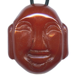 32x38mm Carnelian Agate BUDDHA HEAD Pendant/Focal Bead