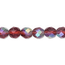 8mm Transparent Ruby Red A/B Vitrial Czech Fire Polished Faceted ROUND Beads