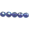 8mm Transparent Dark Blue Vitrail A/B Pressed Glass (Firepolished) FACETED ROUND Beads