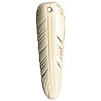 1-1/4" Carved Bone FEATHER Bead/Charm