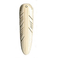 1-1/2" Carved Bone FEATHER Bead/Charm/Pendant