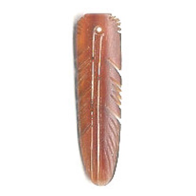1-1/4" Hand Carved Brown Horn FEATHER Charm/Bead