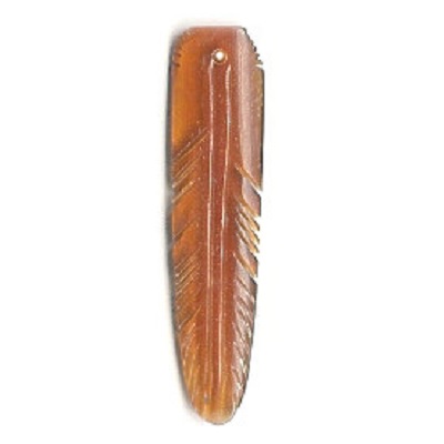 1-1/2" Hand Carved Brown Horn FEATHER Charm/Pendant Bead