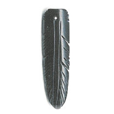 1-1/4" Hand Carved Black Horn FEATHER Charm/Bead