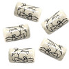 10x18mm Hand Painted Ceramic Petroglyph TUBE Beads