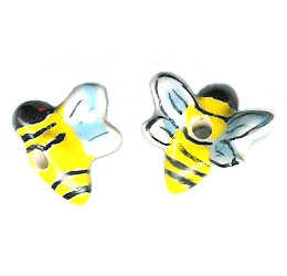 20x20mm Hand Painted Ceramic BUMBLE BEE Bead