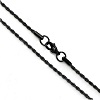 22" Finished Black Plated Stainless Steel 316L, 2mm FRENCH ROPE CHAIN Necklace with Lobster Claw Clasp