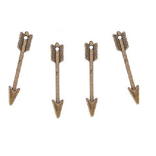 5x30mm (1/4" x 1-1/4") Antiqued Bronze-Tone Metal Double-Sided ARROW CHARMS