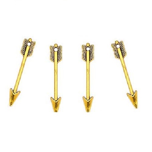 5x30mm (1/4" x 1-1/4") Goldtone Metal Double-Sided ARROW CHARMS