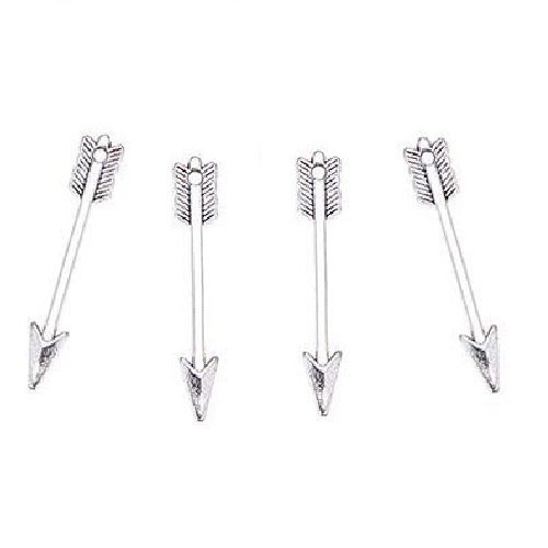 5x30mm (1/4" x 1-1/4") Silvertone Metal Double-Sided ARROW CHARMS