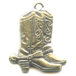 3/4" Antiqued Goldtone Cast Pewter Western Boot Charm