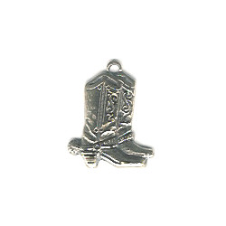 3/4" Antiqued Silvertone Cast Pewter Western Boots Charm