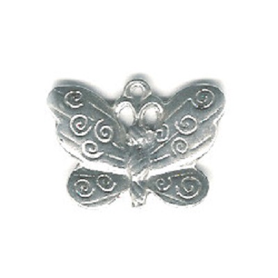 3/4" x 1" Silvertone Lead-Free Cast Pewter BUTTERFLY CHARM / Pendant