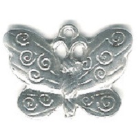 3/4" x 1" Silvertone Lead-Free Cast Pewter BUTTERFLY CHARM / Pendant