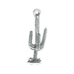 1-1/4" Silvertone Cast Pewter 3-D Cactus Charm