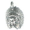 1/2" x 3/4" Silvertone Cast Pewter 3-D Chief Head Charm