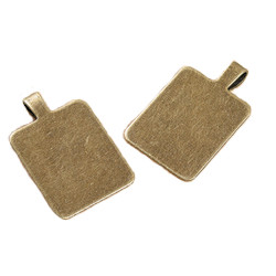 3/4" x 7/8" Antiqued Goldtone Metal Dog Tag Charms / Pendants