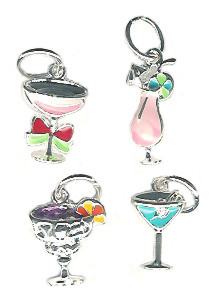 *MIXED DRINKS* Enameled Silver Plated Metal Charm Assortment