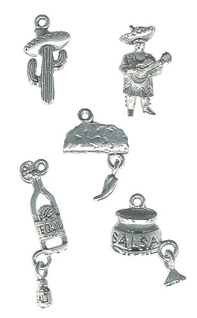 *FIESTA* Silvertone Cast Pewter Charm Assortment