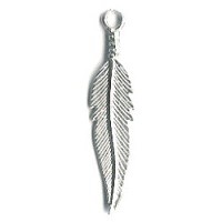 8x40mm (1-1/2") Silvertone Cast Pewter X-Large Feather Charms