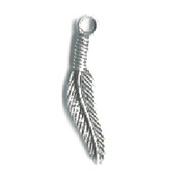 5x25mm (1") Antiqued Silvertone Cast Pewter Curved Feather Charm