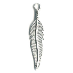 6x30mm (1-1/4") Silvertone Cast Pewter Large Feather Charms