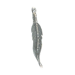 6x28mm (1-1/8") Silvertone Cast Pewter Medium Feather Charm