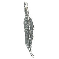 7x35mm (1-3/8") Antiqued Silvertone Pewter Feather Charm