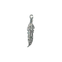 5x22mm (7/8") Silvertone Cast Pewter Small Feather Charm