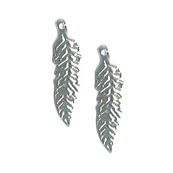 7x26mm (1-1/16") Silvertone Stamped Metal Feather Charms
