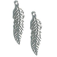 7x26mm (1-1/16") Silvertone Stamped Metal Feather Charms