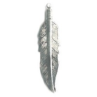 11x45mm (1-3/4") Silvertone Stamped Metal Feather Charm / Pendant