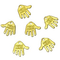 11x13mm *HAND MADE* Bright Gold Tone Cast Pewter,Double-Sided, Jewelry Tag / Hand Charms