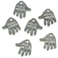 11x13mm *HAND MADE* Silvertone Cast Pewter Jewelry Tag / Hand Charms