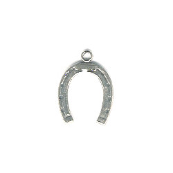 1/2" x 3/4" Silvertone Cast Pewter Horseshoe Charm