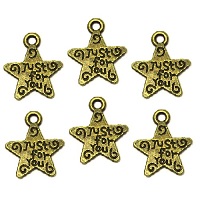 13mm "JUST FOR YOU" Bronze Plated Jewelry Tag / Star Charms