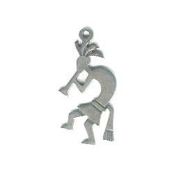 14x30mm Silvertone Stamped Metal Kokopelli Charm