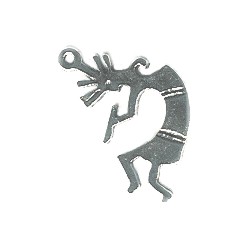 20x32mm Silvertone Stamped Metal Kokopelli Charm