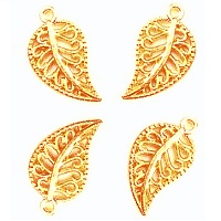 18x10mm Goldtone Filigree Metal LEAF Charms, Lead-Free