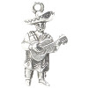 1" Silvertone Cast Pewter Mariachi Guitar Player Charm