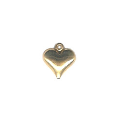 1/2" Brass 3-D Puffy Heart Charm