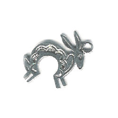 1" Silvertone  Stamped Pewter Southwest Style Rabbit Charm