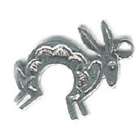 1" Silvertone  Stamped Pewter Southwest Style Rabbit Charm