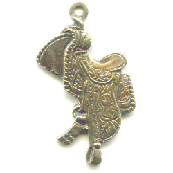 1" Goldtone Cast Pewter Western Saddle Charm