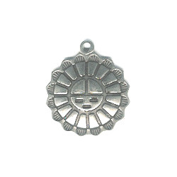 3/4" Silvertone Stamped Metal Sunface Charm
