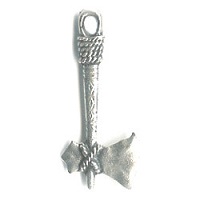 3/4" x 1-12" Antiqued Silvertone Cast Pewter Tomahawk Charm / Pendant