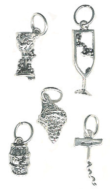 *VINO 3* Silvertone  Cast Pewter Charm Assortment